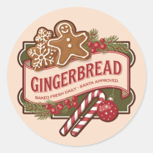 Sticker Rond Festive Père Noël approuvé pain d'épices