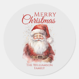 Sticker Rond Festive Père Noël Joyeux Noël