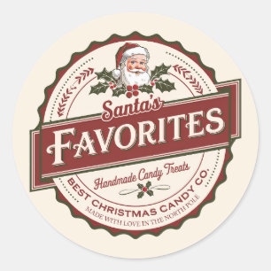 Sticker Rond Festive Père Noël les bonbons préférés