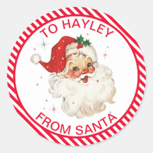 Sticker Rond Festive Rouge De Bande De Père Noël Cadeau