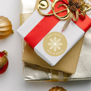 Sticker Rond Festive Snowflake Christmas Holiday