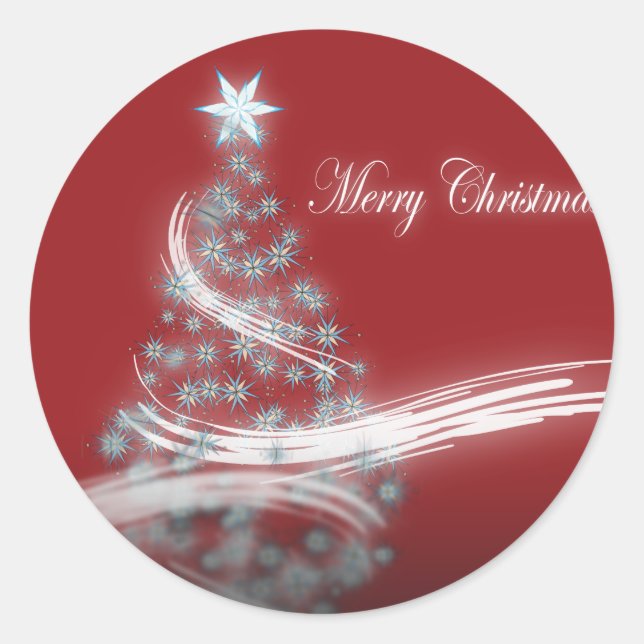 Sticker Rond Festive Star Chic Noël À feuillage persistant (Devant)