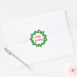 Sticker Rond Festive Wreath Joyeuses Fêtes