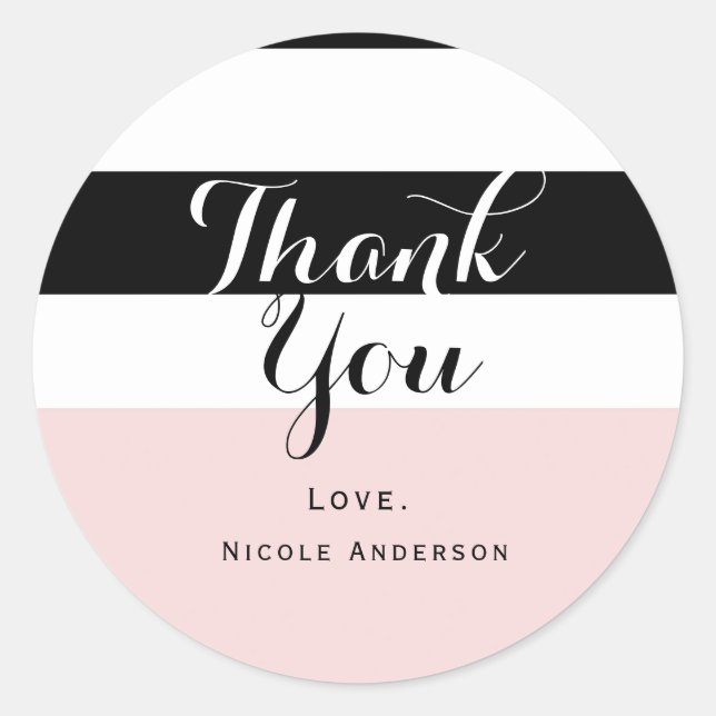 Sticker Rond Fête à rayures blanches et noires modernes (Devant)