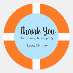 Sticker Rond Fête Anniversaire Favoriser Lifebuoy Merci