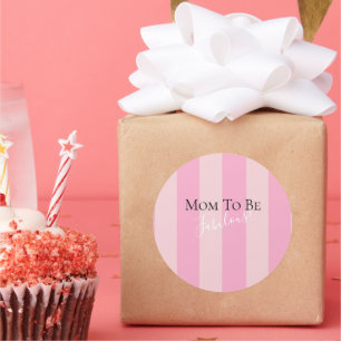Sticker Rond Fête Baby Shower Rose Fabulux Pour Future Maman