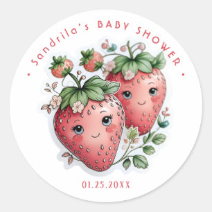 Sticker Rond Fête bébé Coquette aux fraises 
