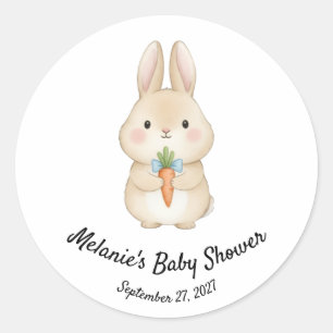 Sticker Rond Fête champêtre de bébé Shower pour lapin de livre