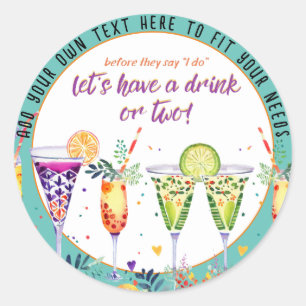 Sticker Rond FÊTE  Cocktails Personnalisés