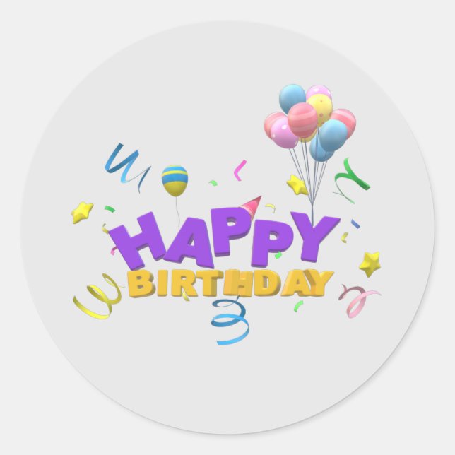 Sticker Rond Fête d'anniversaire (Devant)
