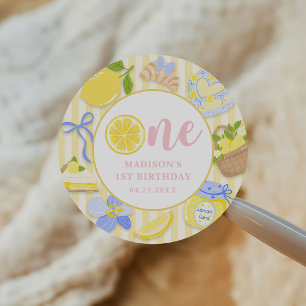 Sticker Rond Fête d'anniversaire 1 an Lemon Citrus Summer Lemon
