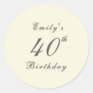 Sticker Rond Fête d'anniversaire 40 ans crème élégante moderne