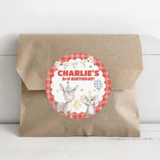 Sticker Rond Fête d'anniversaire à la ferme