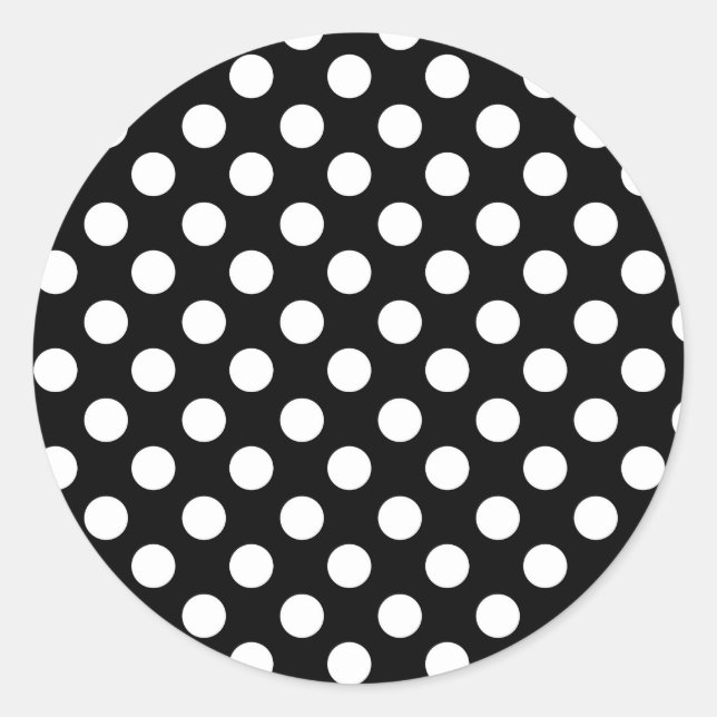 Sticker Rond Fête d'anniversaire à pois noirs et blancs (Devant)