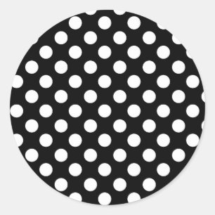 Sticker Rond Fête d'anniversaire à pois noirs et blancs