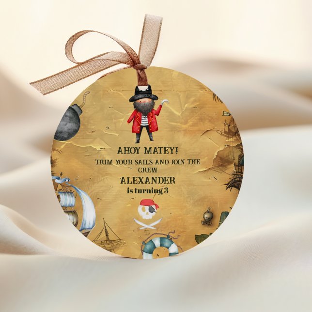 Sticker Rond Fête d'anniversaire à thème Pirate (Créateur téléchargé)