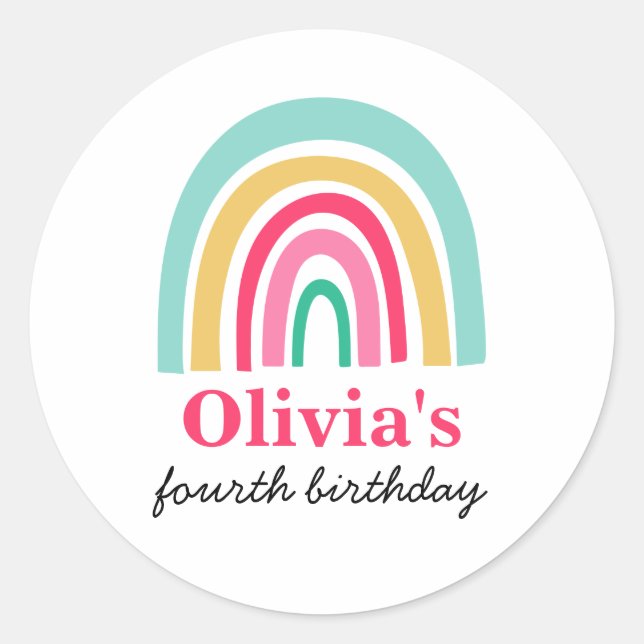 Sticker Rond Fête d'anniversaire aux couleurs vives Rainbow (Devant)