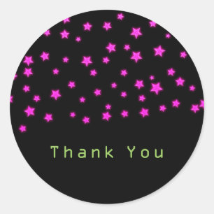 Sticker Rond Fête d'anniversaire aux étoiles roses lumineuses F