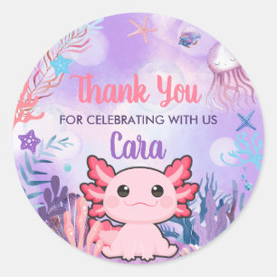 Sticker Rond Fête d'anniversaire Axolotl