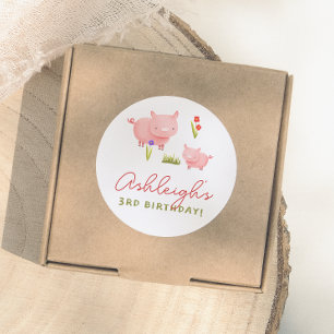 Sticker Rond Fête d'anniversaire Bagarre dans la cour des anima
