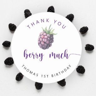 Sticker Rond Fête d'anniversaire Blackberry merci beaucoup