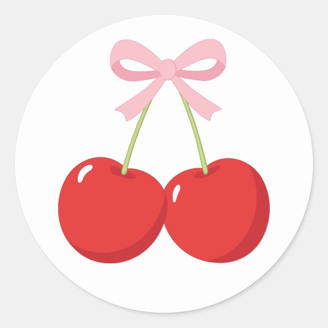 Sticker Rond Fête d'anniversaire coquette Cerises rouges avec r (Devant)