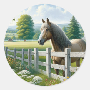 Sticker Rond Fête d'anniversaire Country Pony Horse