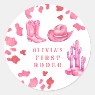 Sticker Rond Fête d'anniversaire Cowgirl Western Premier Rodéo