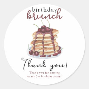 Sticker Rond Fête d'anniversaire Crêpes à l'aquarelle