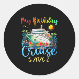 Sticker Rond Fête d'anniversaire croisière festive 2026 hommes 