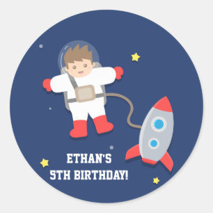 Sticker Rond Fête d'anniversaire d'astronaute d'espace