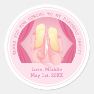 Sticker Rond Fête d'anniversaire de ballerine