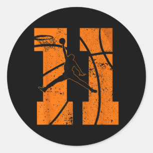Sticker Rond Fête d'anniversaire de baseball 11 ans 11 ans Onze