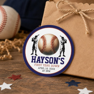 Sticker Rond Fête d'anniversaire de baseball de première année