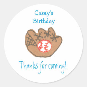Sticker Rond Fête d'anniversaire de baseball en faveur du étiqu
