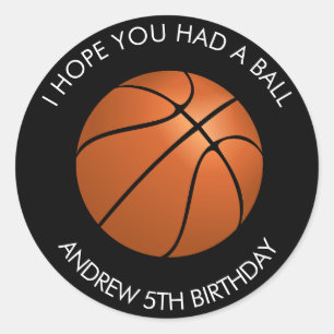 Sticker Rond Fête d'anniversaire de basket-ball