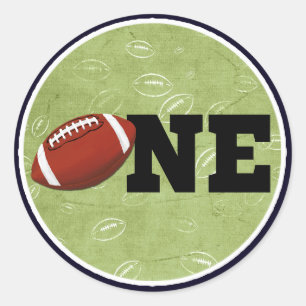 Sticker Rond Fête d'anniversaire de bébé Football One First Bir