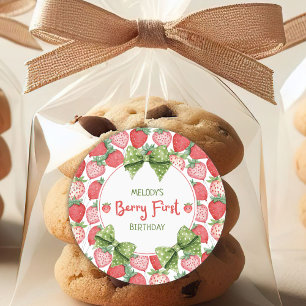 Sticker Rond Fête d'anniversaire de Berry avec des fraises pour