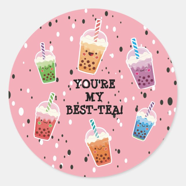 Sticker Rond Fête d'anniversaire de Boba Tea Party (Devant)