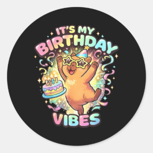 Sticker Rond Fête d'anniversaire de capybara Capy drôle pour ho