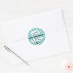 Sticker Rond Fête d'anniversaire de Duo Turquoise et Black Pand