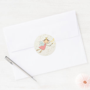 Sticker Rond Fête d'anniversaire de fille Princesse Fée Douce F