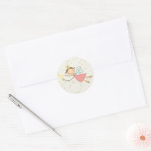 Sticker Rond Fête d'anniversaire de fille Princesse Fée Douce F