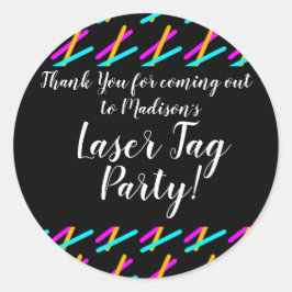 Sticker Rond Fête d'anniversaire de filles au laser tag rose sa