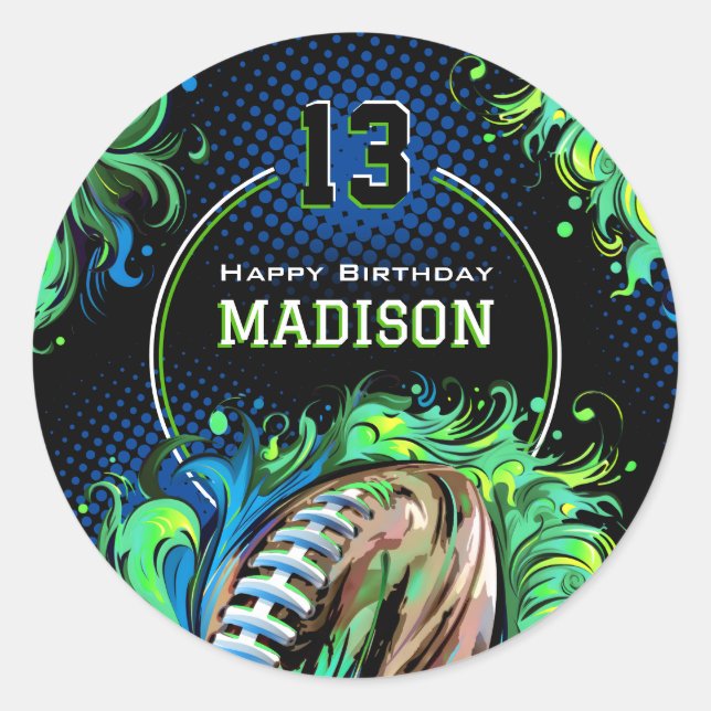 Sticker Rond Fête d'anniversaire de football (Devant)