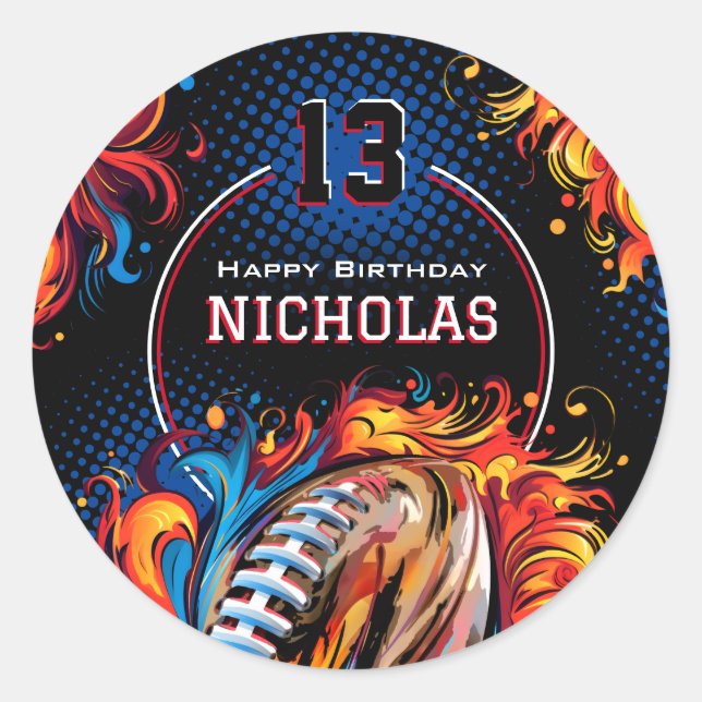 Sticker Rond Fête d'anniversaire de football (Devant)