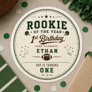 Sticker Rond Fête d'anniversaire de Football Green Recrue 1ère