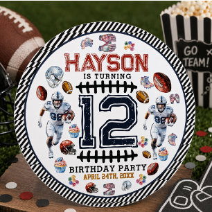 Sticker Rond Fête d'anniversaire de football pour garçons