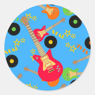 Sticker Rond Fête d'anniversaire de garçon de vedette du rock