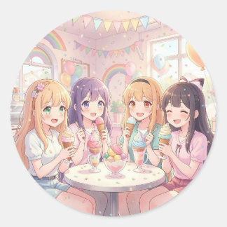 Sticker Rond Fête d'anniversaire de glace personnalisée pour fi